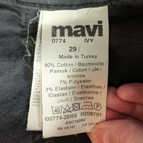 Mavi Ivy Slim Cargo Pants Grunge Y2K 00s Womens 29 Mid-Rise Black Twill Cotton - Picture 12 of 16